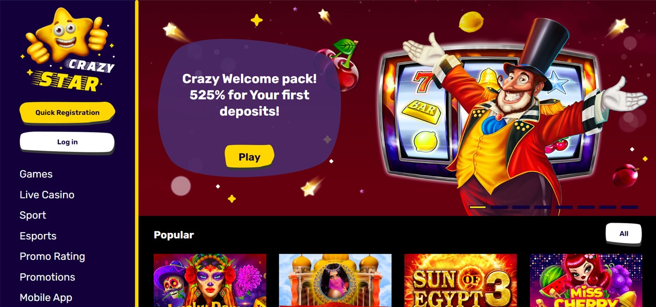crazy star casino
